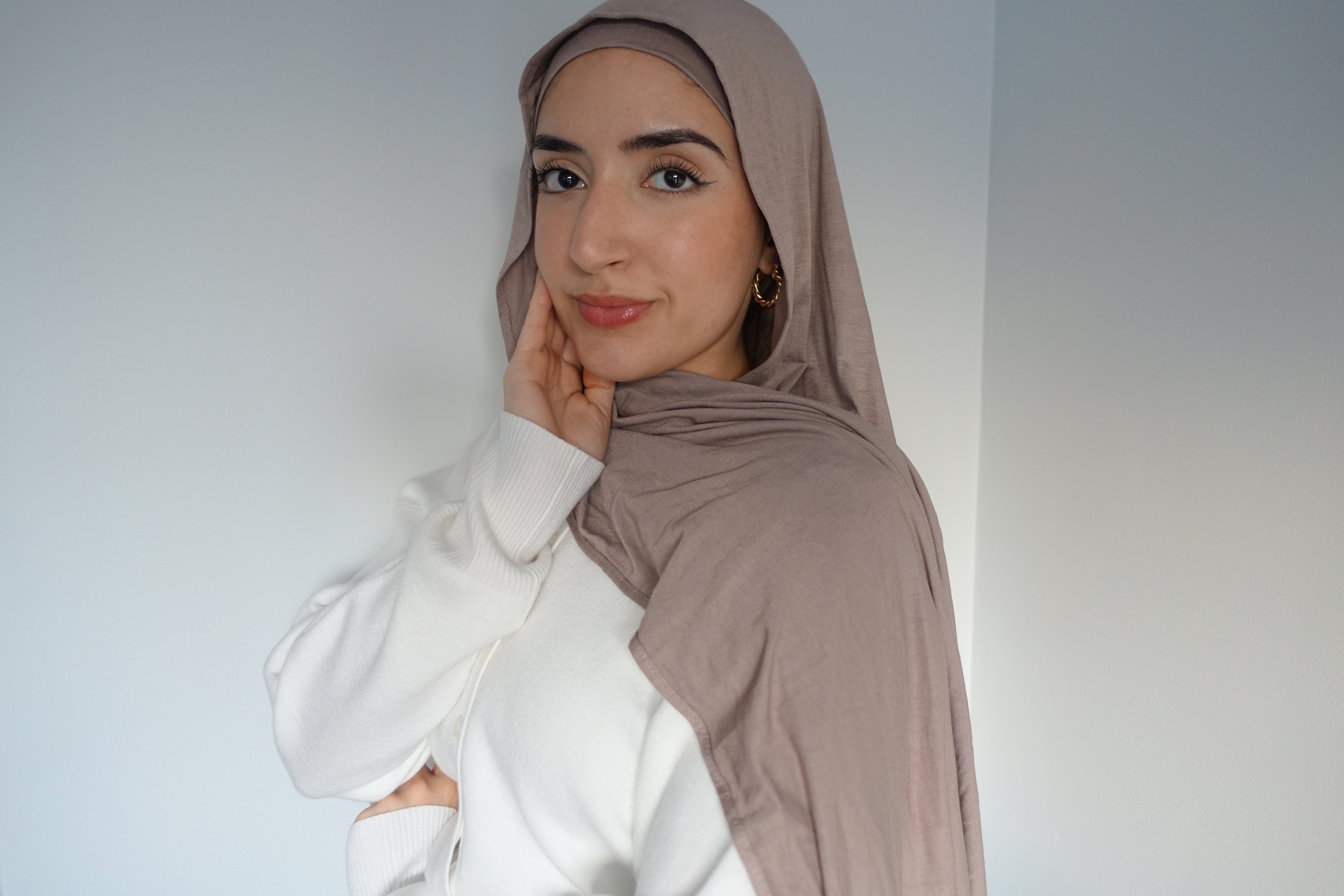 Soft Taupe Jersey Hijab Set