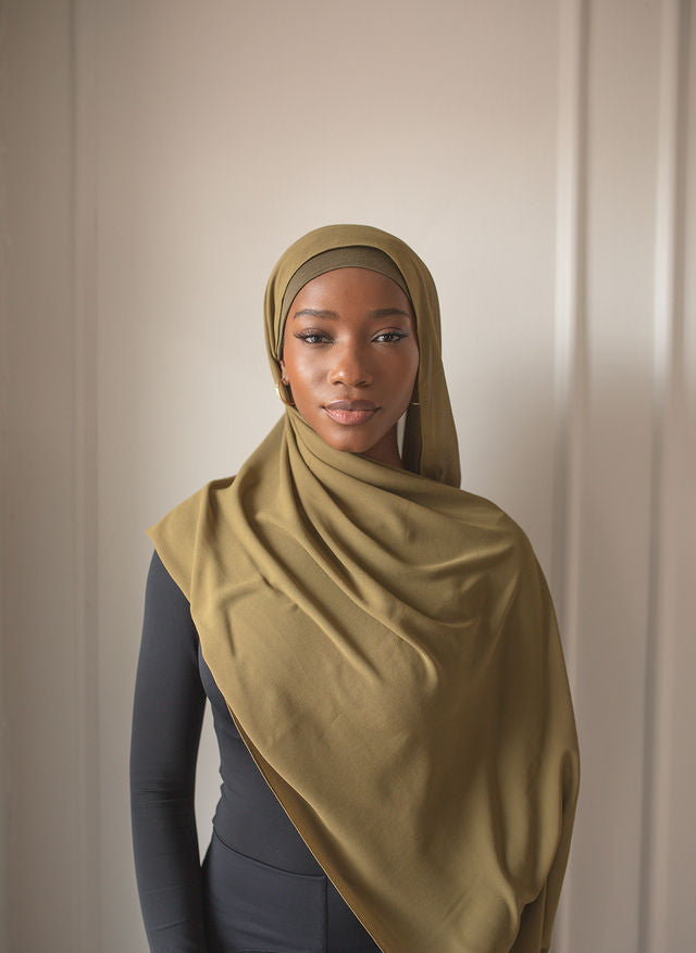 Olive Chiffon Hijab Set